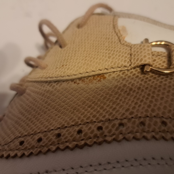 Footjoy Womens DryJoys Golf Shoes White Smooth, Tan Lizard Print Sz 10m #99193 - Picture 9 of 10